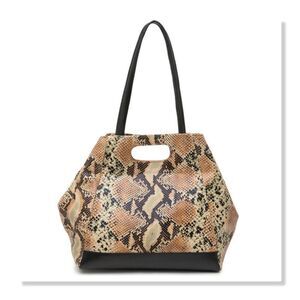 TMRW Studio Gabriel Snakeskin Embossed Market Tote Bag in Cognac Python - NEW